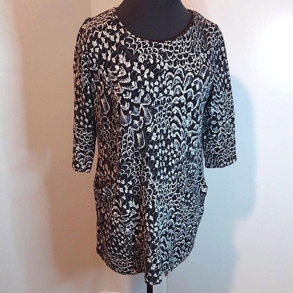 Joules Z Rhona Black Gray White Sweater Dress with Front Pockets Size 10